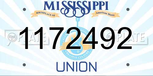 1172492 Mississippi License Plate
