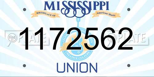 1172562 Mississippi License Plate