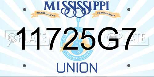 11725G7 Mississippi License Plate
