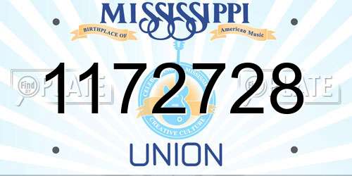 1172728 Mississippi License Plate