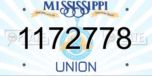 1172778 Mississippi License Plate