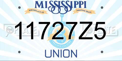 11727Z5 Mississippi License Plate