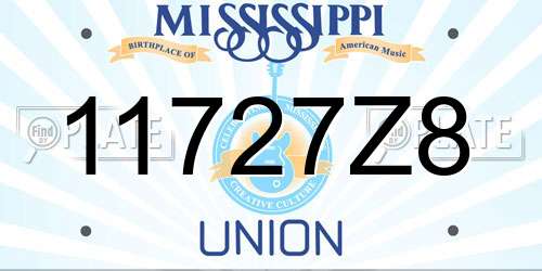 11727Z8 Mississippi License Plate
