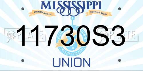 11730S3 Mississippi License Plate