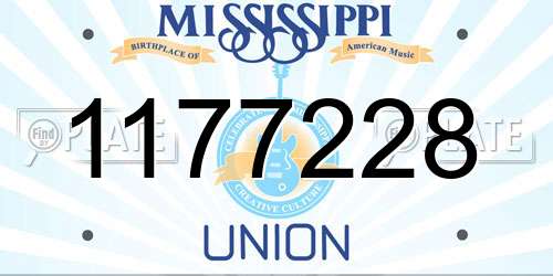 1177228 Mississippi License Plate
