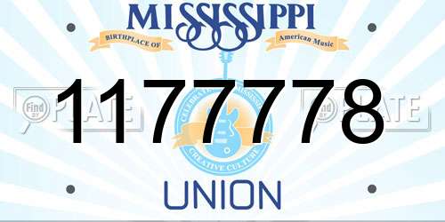 1177778 Mississippi License Plate