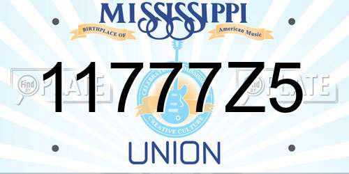 11777Z5 Mississippi License Plate