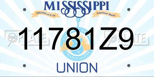 11781Z9 Mississippi License Plate