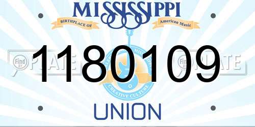 1180109 Mississippi License Plate