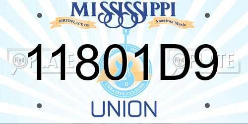 11801D9 Mississippi License Plate