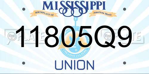 11805Q9 Mississippi License Plate