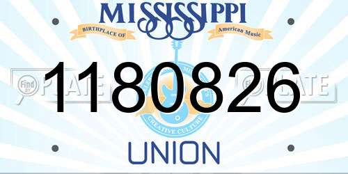 1180826 Mississippi License Plate