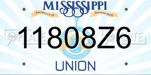 11808Z6 Mississippi License Plate