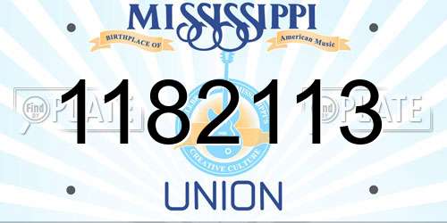 1182113 Mississippi License Plate