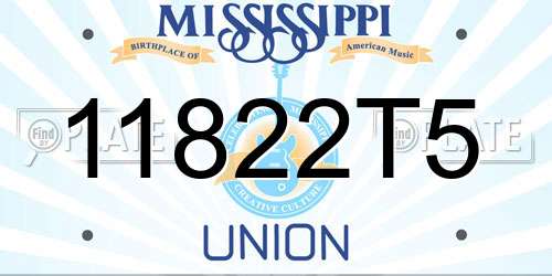 11822T5 Mississippi License Plate