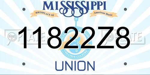 11822Z8 Mississippi License Plate