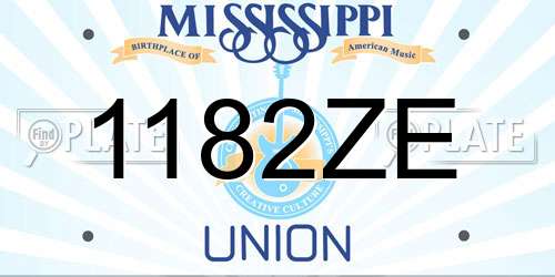 1182ZE Mississippi License Plate