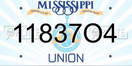 11837O4 Mississippi License Plate