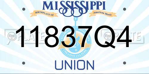 11837Q4 Mississippi License Plate