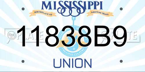 11838B9 Mississippi License Plate