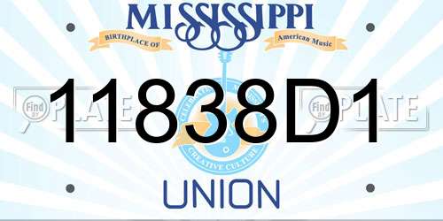 11838D1 Mississippi License Plate