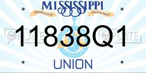 11838Q1 Mississippi License Plate