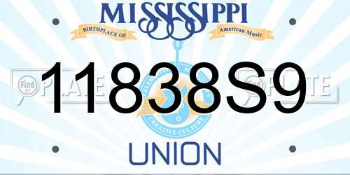 11838S9 Mississippi License Plate