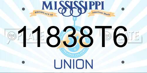 11838T6 Mississippi License Plate