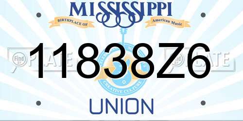 11838Z6 Mississippi License Plate