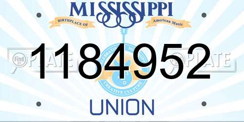 1184952 Mississippi License Plate