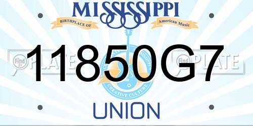 11850G7 Mississippi License Plate