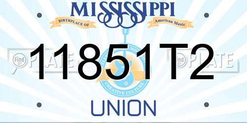 11851T2 Mississippi License Plate