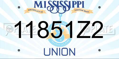 11851Z2 Mississippi License Plate