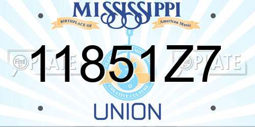 11851Z7 Mississippi License Plate