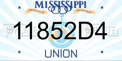 11852D4 Mississippi License Plate