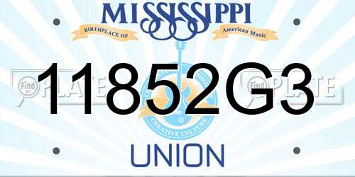 11852G3 Mississippi License Plate