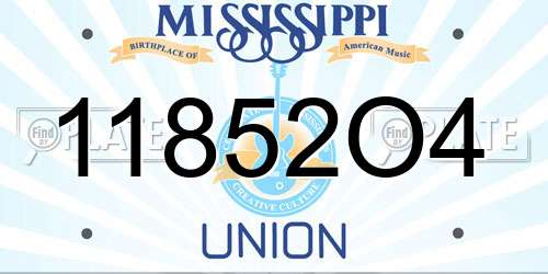 11852O4 Mississippi License Plate