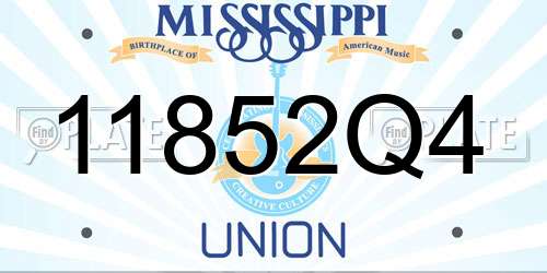 11852Q4 Mississippi License Plate