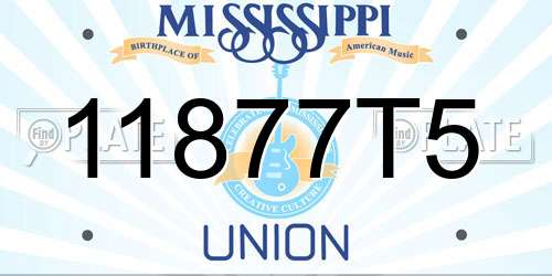 11877T5 Mississippi License Plate