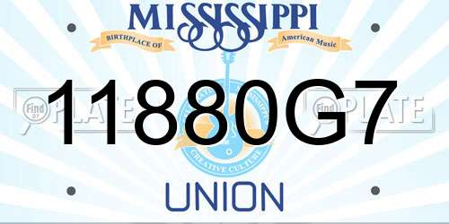 11880G7 Mississippi License Plate