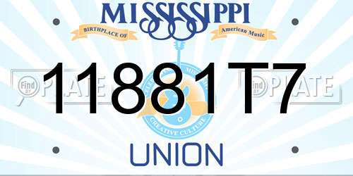 11881T7 Mississippi License Plate
