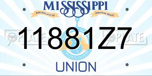 11881Z7 Mississippi License Plate