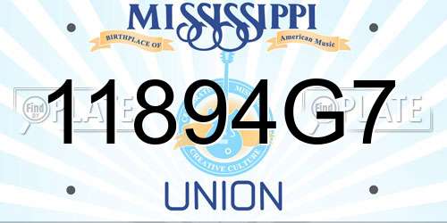 11894G7 Mississippi License Plate