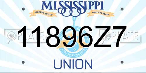 11896Z7 Mississippi License Plate