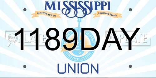 1189DAY Mississippi License Plate