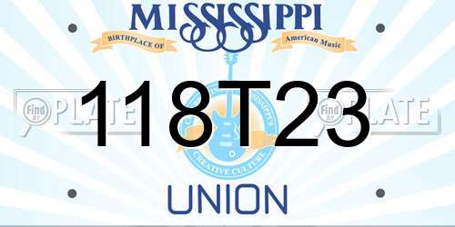 118T23 Mississippi License Plate