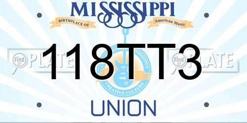 118TT3 Mississippi License Plate