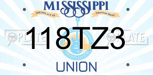 118TZ3 Mississippi License Plate