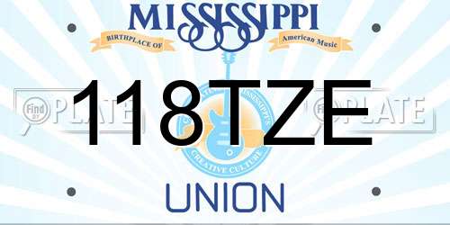 118TZE Mississippi License Plate