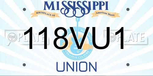 118VU1 Mississippi License Plate
